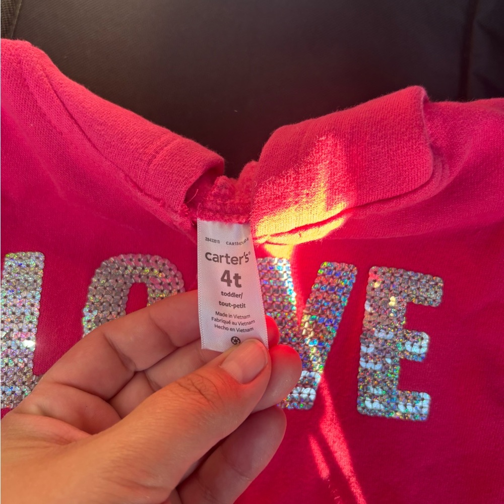 Carter's Bright Pink Top with Sequin Letters